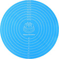 Silicone Baking Mat Cake Mat Round Silicone Baking Mat with Measurements for Cake Turntable Stand Pastry Baking Sheet, Non-Stick and Heat Resistant (Blue)