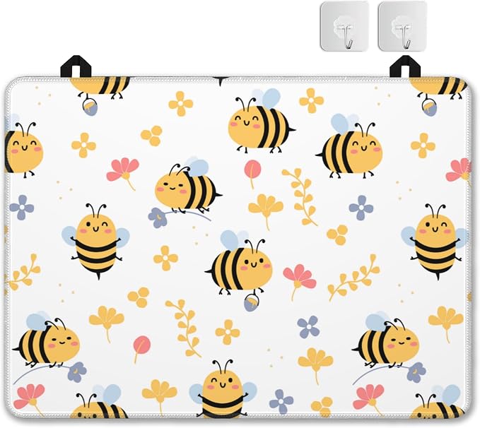 Cute Honey Bees Stove Top Cover for Electric Stove,Heat Resistant Glass Cooktop Cover,Multipurpose Stove/Counter/Washer Top Protector,Dishwasher Safe Rubber (28x 20)