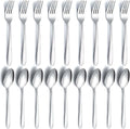 24 Pcs Forks and Spoons Silverware Set, Food Grade Stainless Steel Flatware Cutlery Set for Home, Kitchen and Restaurant, 12 Dinner Forks and Dinner Spoons, Mirror Polished & Dishwasher Safe