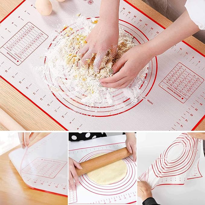 HULISEN 5-Pc Biscuit Cutters, Pastry Scraper, Dough Blender, Silicone Mat | Stainless Steel, Dishwasher Safe, Etched inch/cm Markings, Gift Package, Ergonomic Rubber Grip, Professional Baking Tools