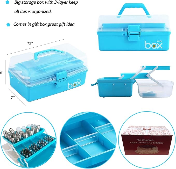 Makmeng Cake Decorating Tools Supplies Kit - 368Pcs Baking Supplies with Storage Case for Beginners - Icing Piping Bags and Tips Set For Cookies, Cupcake & Cake Frosting Fondant Decorating