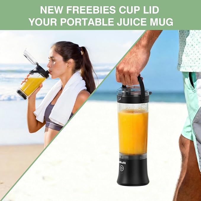 Mulli Portable Blender,17oz Portable Blender for Shakes & Smoothies, USB-C Rechargeable, BPA-Free, with Leak-Proof Lid & Straw Lid, Dishwasher Safe Cups