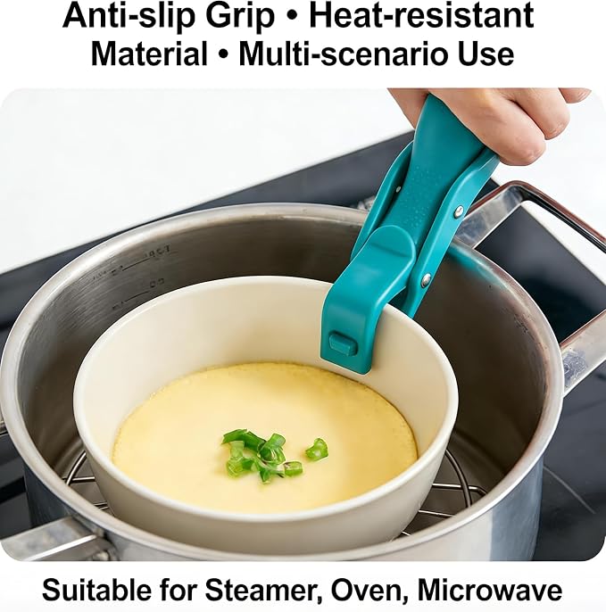 Anti-Scalding Dish Plate Gripper Clip Duty Bowl Clip Retriever Tongs, Heat Resistant Kitchen Tool for Lifting Hot Dishes, Plates, Bowls from Microwave, Air Fryer, Steamer（Not suitable for oven use!)