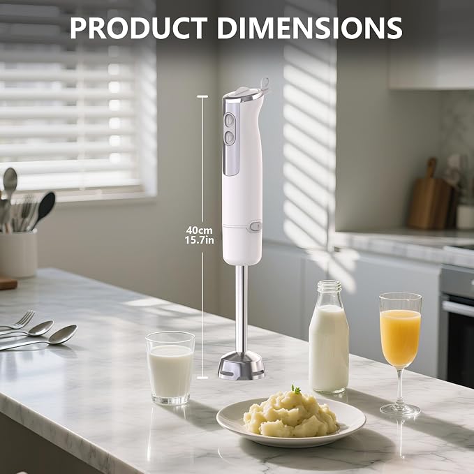 Immersion Blender, Corded Electric Stick Mixer, 1000W Dual-Speed Motor, 12 Adjustable Speeds, Comes with a Measuring Cup, Suitable for Baby Food, Purees, and Soups
