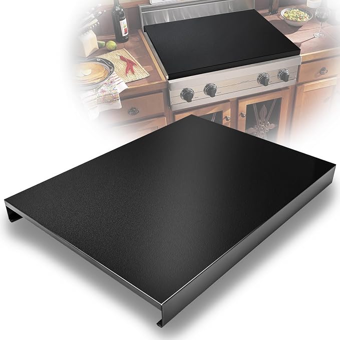 Gas Stove Cover Board, Resistance to Heat Range Covers for Gas Stove | Large Black Stove Top Covers (L30’’ x W22'' x H2.75 '') with Anti-slip Silicone Feet, Anti-collision Corner Guards