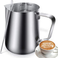12oz Milk Frothing Pitcher, Stainless Steel Espresso Latte Cup Steaming Pitcher Creamer Cups, Milk Frother Cup Espresso Machine Accessories Barista Tools Jug for Coffee Cappuccino with Latte Art Pen