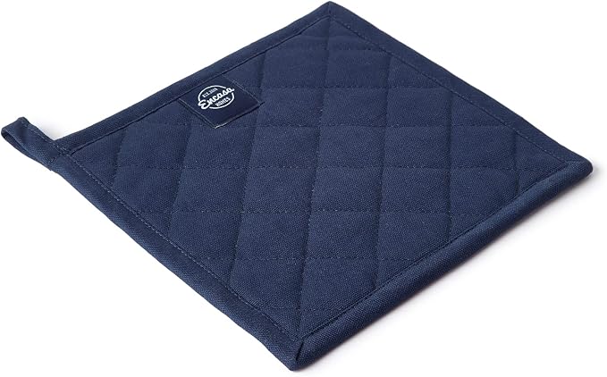 Encasa XO Pot Holders, Quilted Kitchen Hot Pads 8"x8" Scotch Blue | 100% Heavyweight Cotton | Quilted Insulation | Multipurpose Trivets & Hot Pads | Hanging Loop | Set of 2
