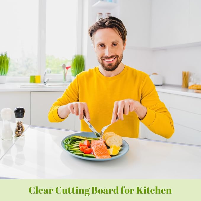 Wesiti Large Acrylic Cutting Board with Lip Non Slip 40"L X 20"W Clear Cutting Board Chopping Acrylic Countertop Protector Cover Shatter Resistant for Home Restaurant Kitchen Sink Stove