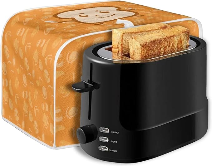 Cute Bread Print Toaster Covers Dust and Greasy Protection Bread Maker Covers for 4 Slice Toasters