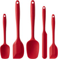 Silicone Spatula Set,5 Piece Food Grade Rubber Spatulas,RED | Spatulas Silicone Heat Resistant for Baking,Cooking,and Mixing High Heat Resistant Non Stick Dishwasher Safe BPA-Free
