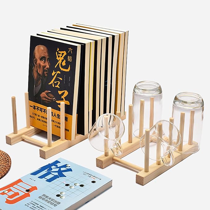 Kunovo Bamboo Dish Rack,Pot lid/Plate/Cutting Board Organizer for Kitchen cabinets,Bottle Drying Holder… (4G)