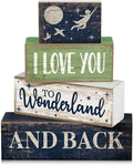 Lineshading 4 Pcs Wooden Farmhouse Block Signs Tiered Tray Decor, Newborn | Rustic Table Decor for School, Beach, Travel Themes, Christmas Sunflower Displays, Farmhouse Gift Signs for Home Tray