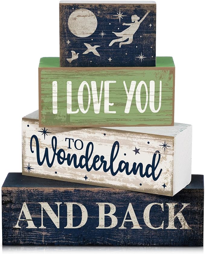 Lineshading 4 Pcs Wooden Farmhouse Block Signs Tiered Tray Decor, Newborn | Rustic Table Decor for School, Beach, Travel Themes, Christmas Sunflower Displays, Farmhouse Gift Signs for Home Tray