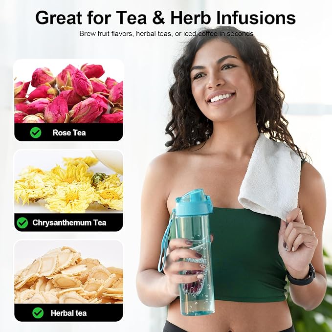 4-Pack Fruit Infuser Inserts for Wide Mouth Water Bottles, Leak-Proof Herb & Tea Strainer, BPA-Free Reusable Diffuser Compatible with 32-40oz Tumblers (Ice Cube Compatible)