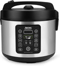 Aroma Housewares ARC-1120SBL SmartCarb Cool-Touch Stainless Steel Rice Multicooker Food Steamer, Slow Cooker with Non-Stick Inner Pot and Steam Tray, 20-Cup(cooked)/ 5Qt, Black