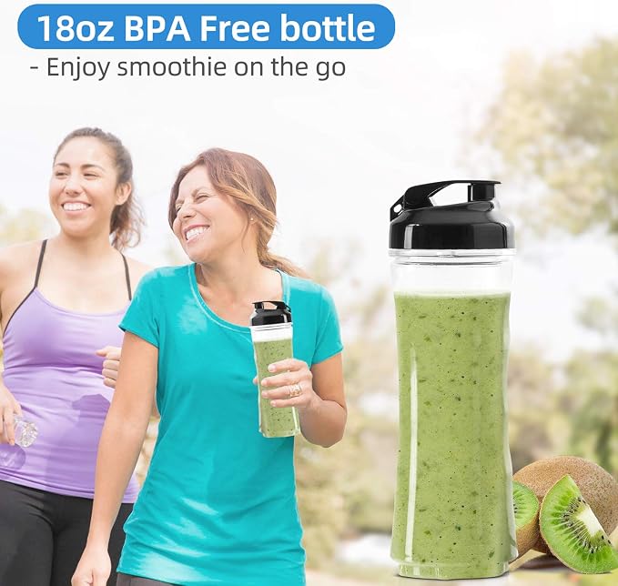 La Reveuse Personal Size Blender for Protein Shakes and Smoothies, Navy | 18oz BPA-free Portable Bottle with Spout Lid, Push to Blend, Suitable for Home, Apartment, Office, Dorm, 300 Watts, LARB1801N