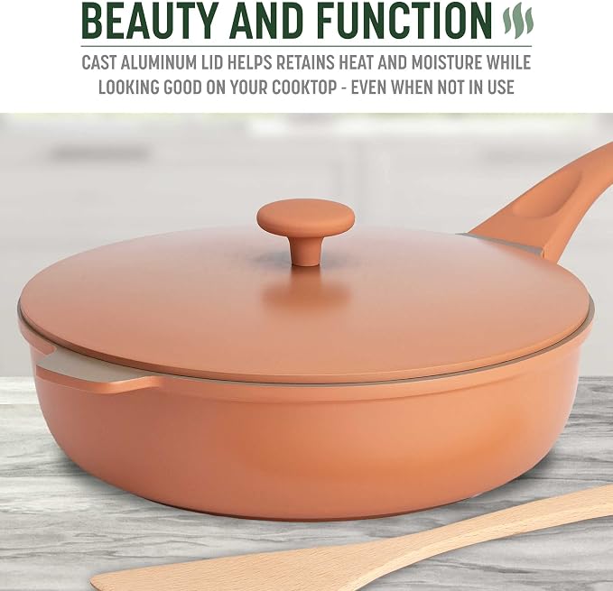 Goodful All-in-One Pan, Multilayer Nonstick Cookware Set, High-Performance Construction, Multipurpose Design Replaces Multiple Pots and Pans, Dishwasher Safe, 11-Inch, 4.4-Quart Capacity, Terracotta
