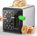 SAKAMOSH 2-Slice Touchscreen Toaster with bagel function | Even Toasting, 6 Browning Levels, Defrost and Cancel, Wide Slots Fit Thick Bread, Easy-clean Tray, Ideals for Busy Mornings