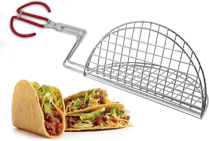 Taco Shell Tongs for Frying by StarBlue - 8 Inch Easy-Grip Tool for Making Crispy Taco Shells - Heat-Resistant and Dishwasher Safe