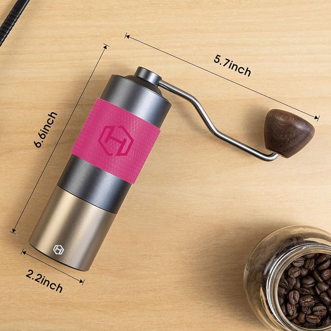 Manual Coffee Grinder Capacity 30g with CNC Stainless Steel Conical Burr, Double Bearing Positioning Coffee Grinder Hand,Internal Adjustable Setting,Espresso to Coarse for Office, Home, Camping