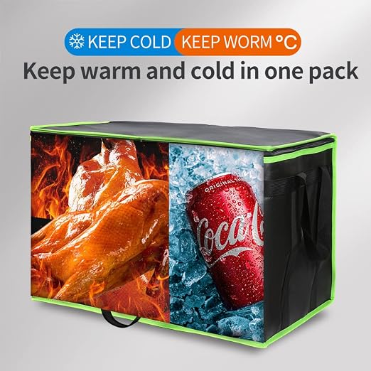 Bodaon 5-Pack Cooler Insulated Food Delivery Bag, Rideshare Delivery Bag, XXX-Large Thermal Bags for Catering/Hot Pizza, Travel/Camping/Picnic/Grocery Reusable Warmer Frozen, Black-Green Edge