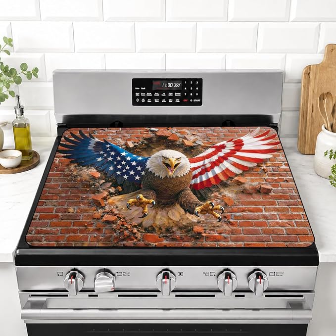 American Eagle Stove Top Cover 28.35x20.47 in Non Slip Mat | Heat Resistant Cooktop Protector Mat with Non-Slip Backing, Scratch Protection and Countertop Drying Mat.