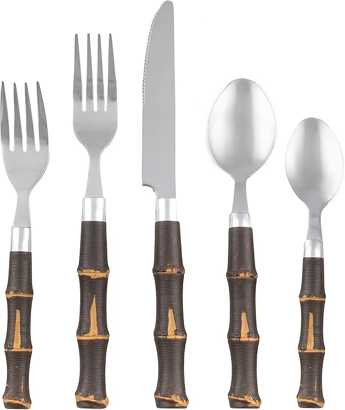 Cambridge Silversmiths 20-Piece Estelle Bamboo Flatware Set