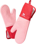 Kitchen Mama UltraShield Silicone Oven Mitts, Red | Heat Resistant, Non-Slip Surface, Waterproof, Flexible, Durable