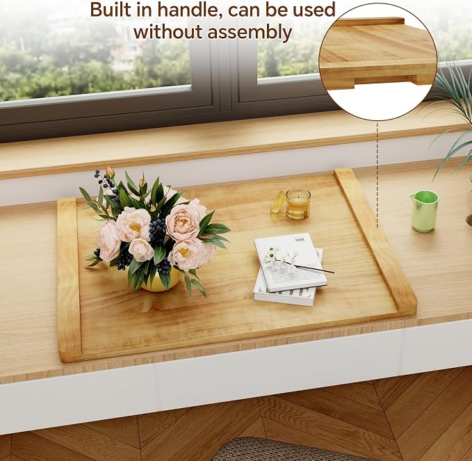 Noodle Board - Stove Top Cover for Electric, Gas, Wooden Stove - Decorative Rustic Kitchen Serving Tray, 30'' * 22'', Bright Wood