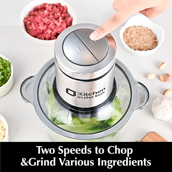 Kitchen in the box 8 Cups Food Processors Small Food Chopper,2 Blades&Bowls