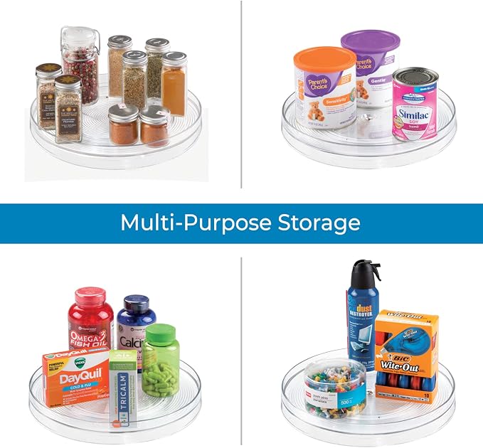 iDesign 11-Inch Round Lazy Susan Organizer, Set of 2, Clear | Kitchen or Pantry Storage