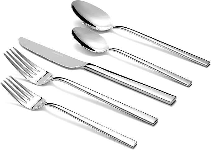 40-Piece Durable 18/10 Silverware Set, Stainless Steel Flatware | Dishwasher Safe, Service for 8, Spoons and Forks Set for Everyday Use, Home, Kitchen, Restaurant, Hotel, Party (Essen)