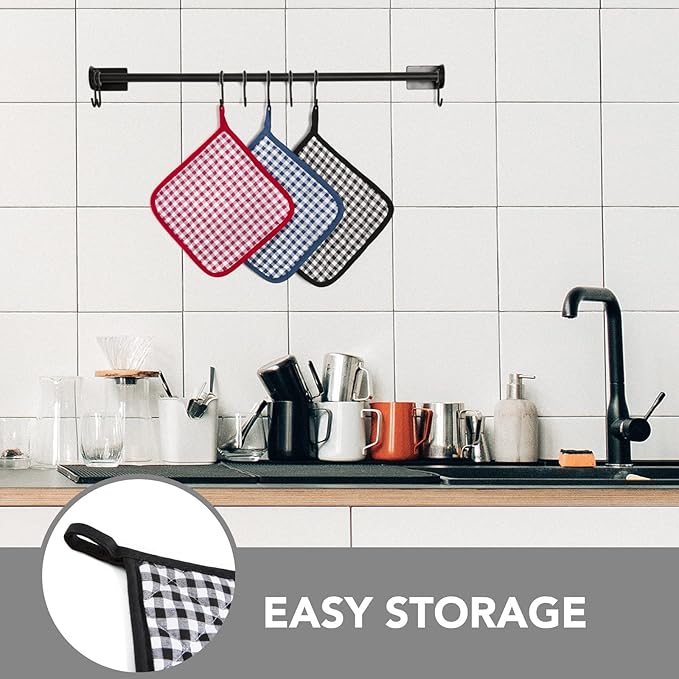Joyhalo 4 Pack Pot Holders for Kitchen Clearance | Cotton Oven Holder with Great Heat Resistance, Potholders Sets for Kitchen, Countertops and Hot Pots, Black Buffalo Plaid