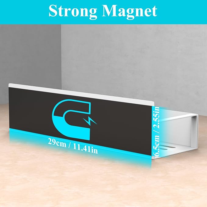 2 Pack Magnetic Spice Storage Rack Organizer for Refrigerator and Oven, White Fridge Organizers and Storage | Magnetic Shelves Heavy Duty for Fridge in Kitchen, Seasoning Storage Organizer, For Oven Washer and Dryer, For Heavier Items