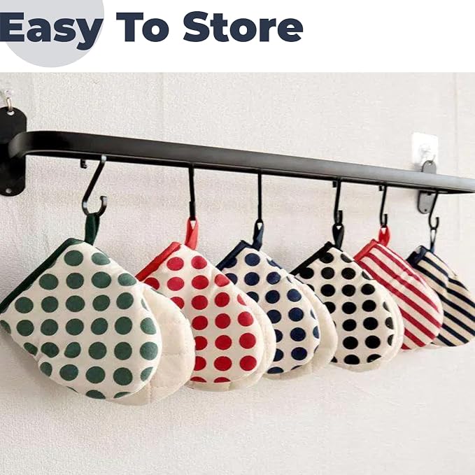 1 Pair Mini Oven Mitts,High Heat Resistant Oven Gloves,Kitchen Short Oven Mit with Hanging Loop for BBQ, Baking, Cooking and Grilling, (dotRed)