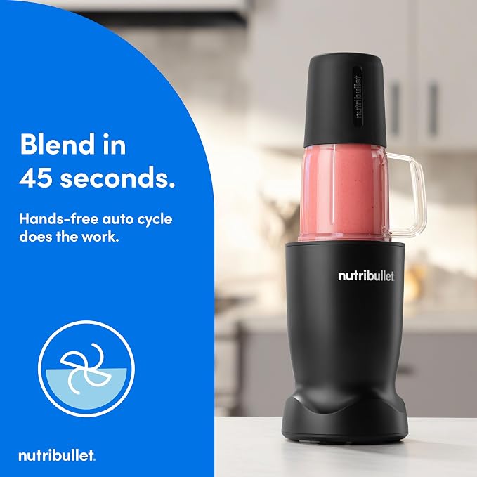 nutribullet Turbo Tumbler Edition, Personal Blender For Smoothies & Frozen Drinks, 24 Ounce Tumbler with boot, 32 Ounce Cup, Travel & To-Go Lids, 1000 Watt, Matte Black, NB30400AK