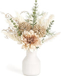 Mkono Fake Flowers in Ceramic Vase, 12.5" Coffee Table Centerpieces, Brown | Table Decor with vase, Small Silk Faux Artificial Flower Arrangements, Fits Bathroom Dining Room Kitchen Home Indoor Decor