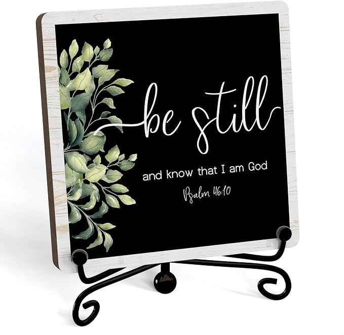 Home Decor, Farmhouse Be Still And Know That I Am God Shelf Decor For Living Room, Christian Gifts For Women Men, Entryway Tv Stand Fireplace Mantle Coffee Table Decoration (Still-11)