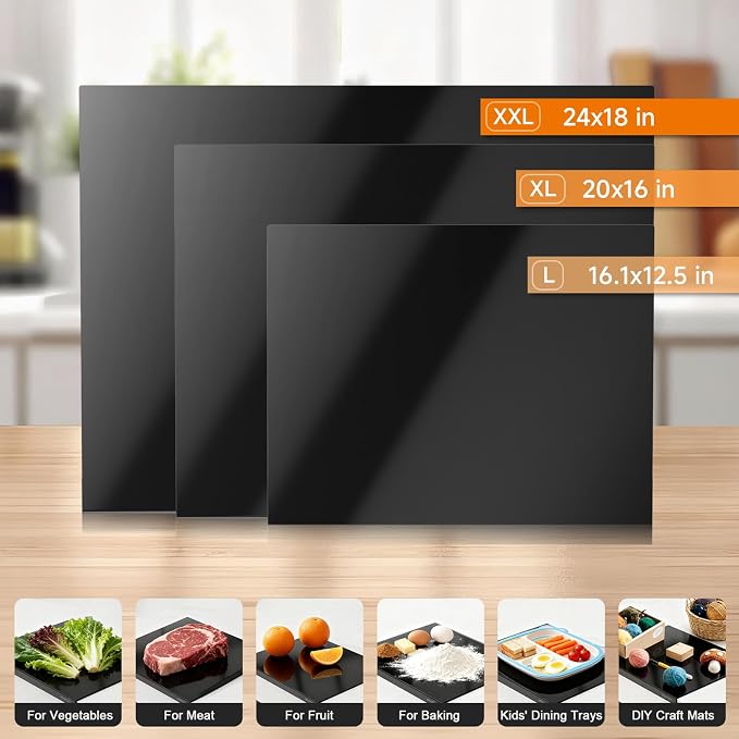 Black Cutting Boards for Kitchen, Acrylic Cutting Board with Counter Lip Countertop Protector, Non-Slip Tablas Para Picar Cocina, Kitchen Decor Apartment Essentials House Warming Gifts(16.1"x12.5")