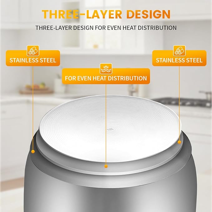 Replacement Rice Cooker 6-Cup Inner Pot Only Compatible with CUCKOO CR-0675FW – 304 Stainless Steel Inner Bowl with Multi-Ply Base, Durable Pots for Multi-Cookers, Easy to Clean and Dishwasher Safe