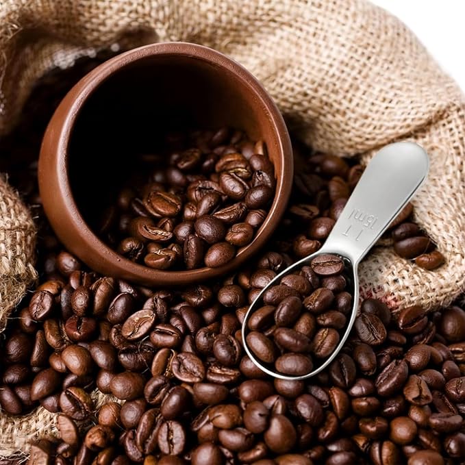3 Pack 15ml (1 Tablespoon) 304 Stainless Steel Coffee Scoop, Short Handle Measuring Spoon for Ground Coffee/Beans, Fits in Canisters (3)