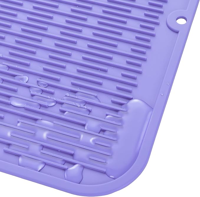 MicoYang Silicone Dish Drying Mat for Multiple Usage,Easy clean,Eco-friendly,Heat-resistant Silicone Mat for Kitchen Counter or Sink,Refrigerator or Drawer Liner Light Purple 2XL 24 inches x 18 inches