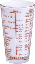 Kolder Mix N Measure Glass, Multi-Purpose Liquid and Dry Measuring Cup, 6 Units of Measurement, Heavy Glass, Red