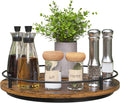 Lazy Susan Organizer：12 Inch 360 Degree Rotating Spice Rack for Kitchen Countertop Round Lazy Susan Wood Turntable Holder for Cabinet Table– Black