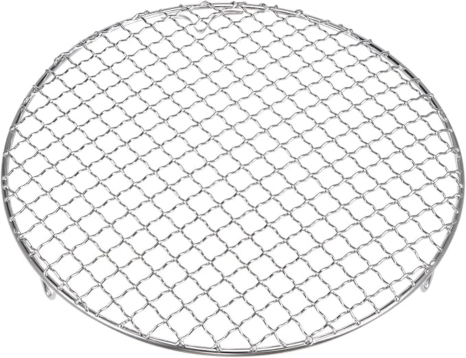 HARFINGTON Round Cooking Rack 10-inch 201 Stainless Steel Cross Wire Barbecue Grill Net with 20mm Legs for Cooking Baking Steaming BBQ