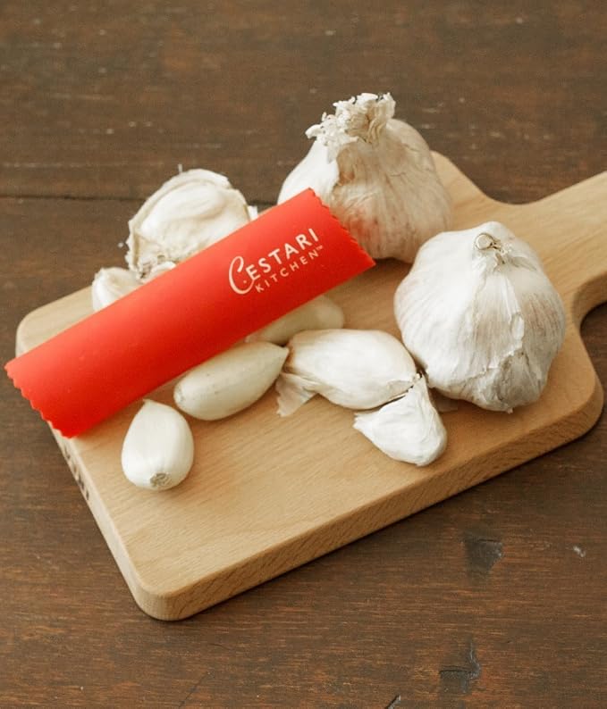 Cestari Silicone Garlic Peeler Roller Tube – Effortless Garlic Skin Remover | BPA-Free, Odor-Resistant, Dishwasher Safe Fast, Mess-Free Prep Kitchen Tool – Red, for Home Cooks and Chefs