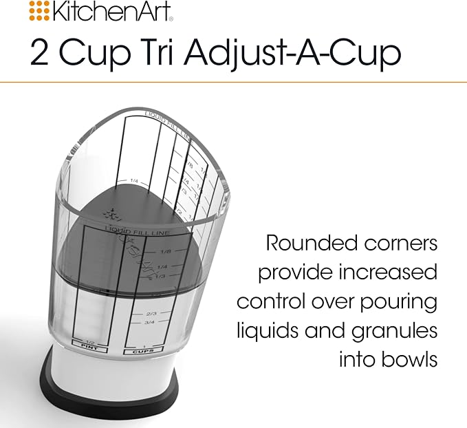 KitchenArt Pro Adjustable Measuring Set, TBL, TSP & 2 Cup Measuring Cup Set | The Essentials For Baking & Cooking | Adjustable Tablespoon, Teaspoon & 2 Cup Measuring Cup | Adjustable Measuring Tools