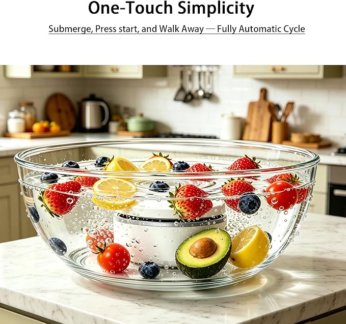 Fruit and Vegetable Washing Machine with Advanced Ion Purification,Deeply Removes Wax, Impurities & Surface Residues from Fruits, Meat, Veggies - Ideal for Home Kitchen, RV, Camping & Travel.