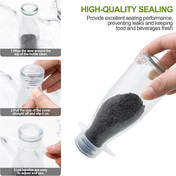 Silicone Stretch Lids, Reusable Seal for Small Bottles | 12pack silicone stretch lids, reusable seal small bottles, airtight, leak-proof, flexible, dishwasher safe, kitchen essential