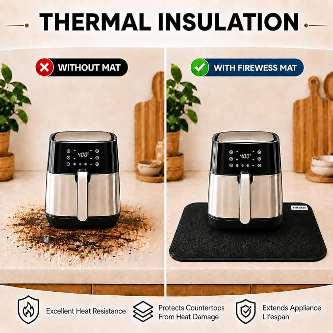 2pack Heat Resistant Mat for Air Fryer, 16x24in Heat Resistant Mat for Countertop, Silicone Kitchen Countertop Hot Pads for Air Fryer, Deep Fryer, Oven